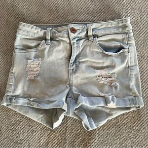 PacSun Super Stretch Denim Shorts Size 25 Light Wash Distressed Low Rise Summer